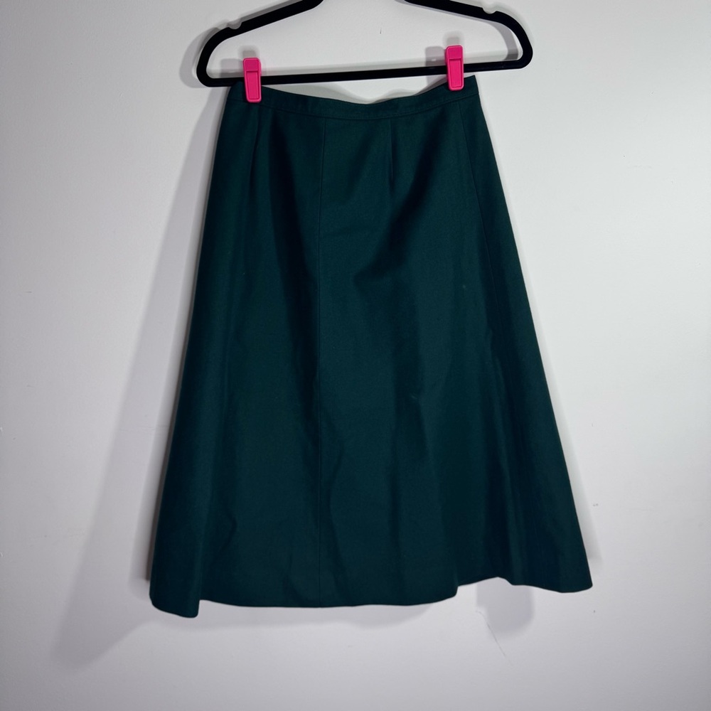 Pendleton Green Virgin Wool A-Line Midi Skirt Size 12 Vintage USA Lined Classic